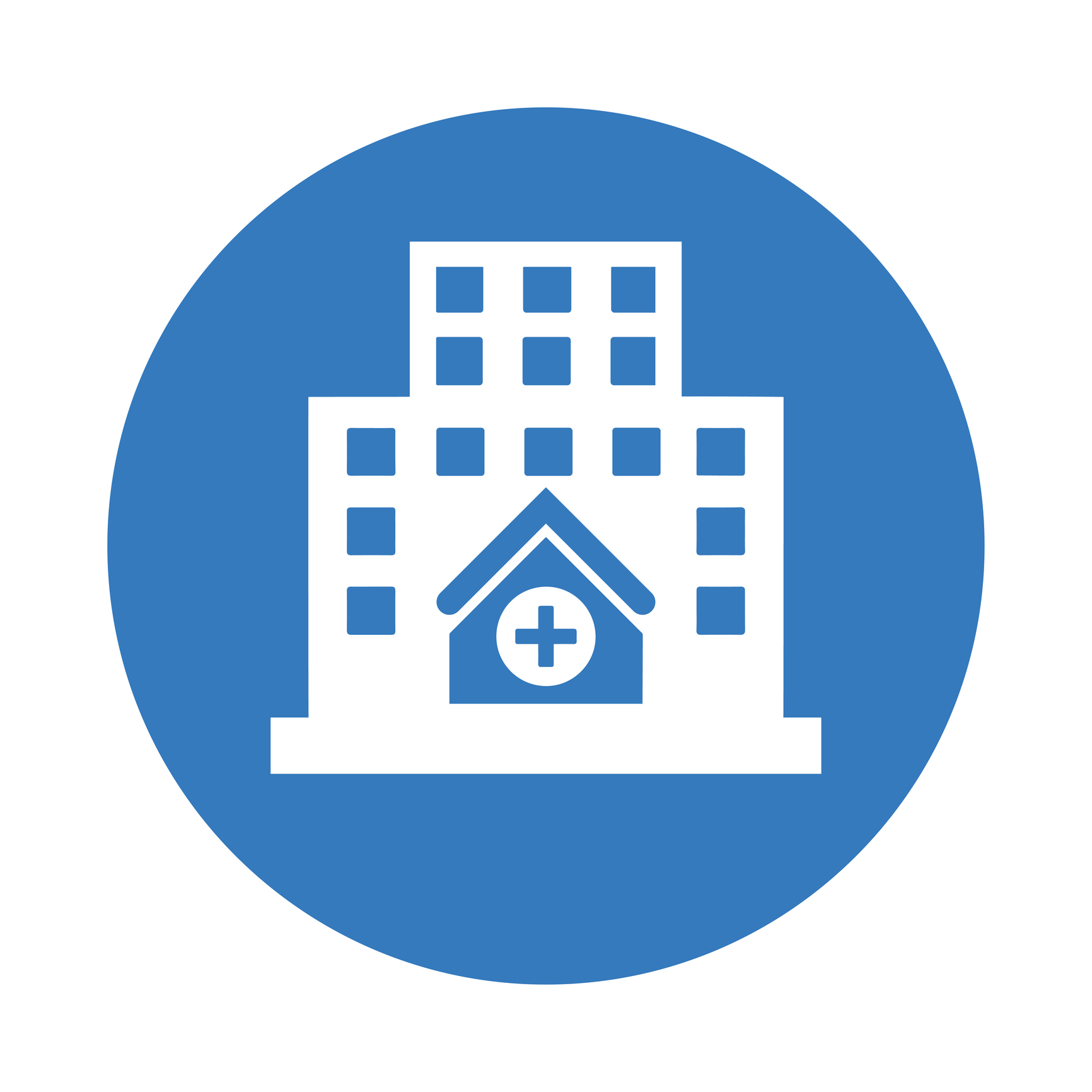 Blue behavioral health facility icon.